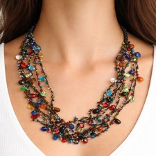 Glasperlenkette bunt kette - bunt,