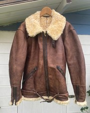Handmade Lederjacke mit Fell Knight Tailors Ltd. Gr 40 Vintage