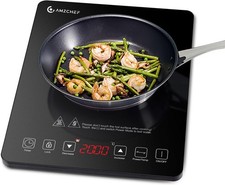 AMZCHEF Induktionskochplatte 2000W Einzelinduktionskochfeld 20 Leistungsstufen S