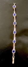 Hübsches altes 835er Silber Armband mit blauen Schmucksteinen (k14)