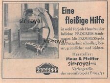 Progress Staubsauger - Mauz & Pfeiffer Stuttgart - 1939 - Werbung Reklame ~9x6cm