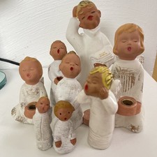 8 Engel Kerzenhalter weiß Keramik Shabby Vintage Konvolut verschiedene Größen 