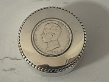 925 Sterling Silber Dose Pillendose mit Silbermünze