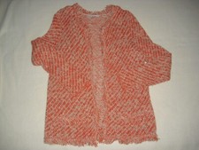 Strickjacke / Weste VANILIA, Gr. 38, orange u. beige meliert, Fransen, Langarm