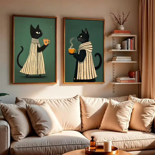 Set leinwanddruck katzen - set,