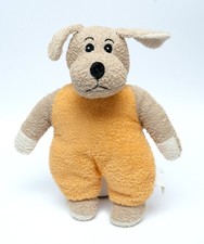 Hund Frottee gelb beige ehemalige Spieluhr Stofftier SELTEN Marke unbekannt