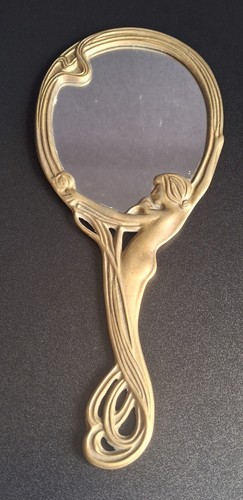 Vintage handspiegel messing - handspiegel,