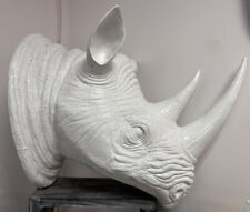 Nashorn*Figur*Wandfigur*Tierkopf*Skulptur*weiß