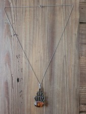 Schmuck Kette mit Anhänger Silber Bernstein 38 cm