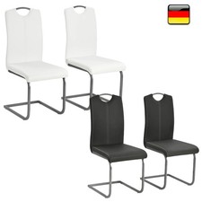 2/4/6x Kunstleder Stahl Esszimmerstuhl Schwingstuhl Freischwinger Stuhl Modern