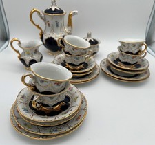 ⚔  Meissen Mocca-Service königsblau B-Form für 6 Personen 21-tlg. Streublumen