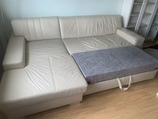 Eckcouch Leder mit Schlaffunktion Ohne Bettkasten 
