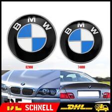 82mm+74mm Emblem Abzeichen Vorne Motorhaube Heckklappe Hinten Blau Für BMW  DE+