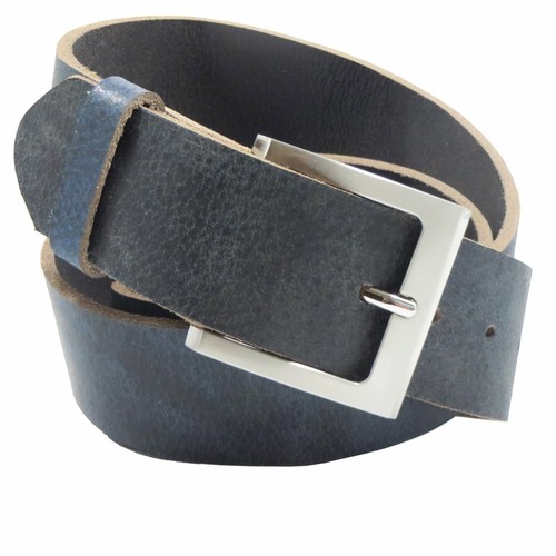 Ledergürtel breit blau - 4, cm