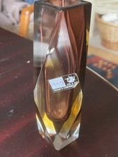 Kleine Vintage Glasvase Vase Kristallglas Vetreria Campanella Murano zwei-farbig