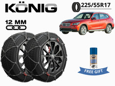 SCHNEEKETTEN KONIG 12MM Für BMW X1 2015- 225/55R17 GR 230 XG12PRO + GESCHENK
