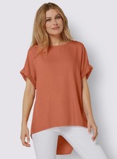 Bluse Orange 38 Damen Longbluse U-Boot-Ausschnitt papaya 4.7638