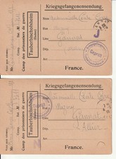Kriegsgefangenenpost, Tauberbischhofsheim, 2 x n ach Gannat, France
