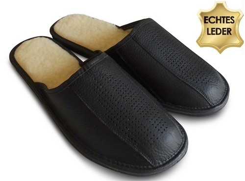 Herren leder hausschuhe - leder,