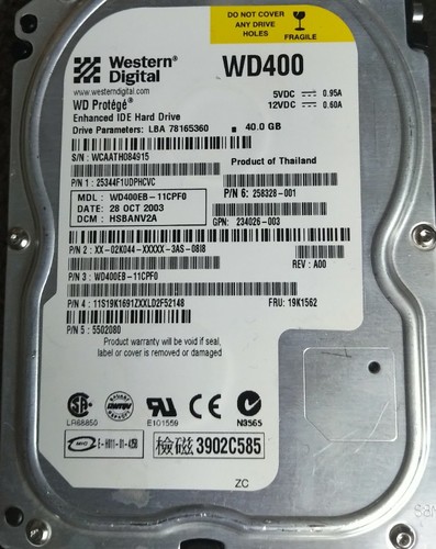 40gb ide caviar wd400 5 - 40gb,