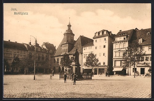 Jena marktplatz mit denkmal - jena,,