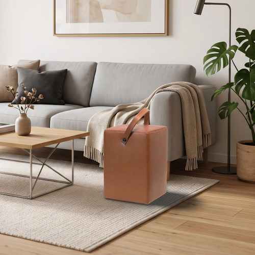 Hocker linus cognac aus echtem - aus,
