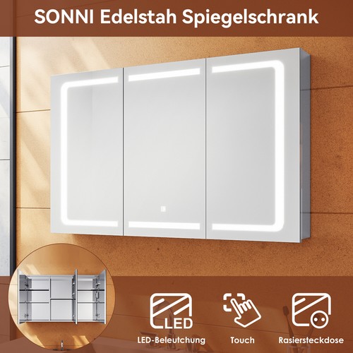 Edelstahl spiegelschrank bad - edelstahl,