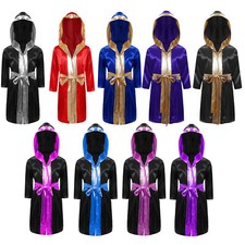 Kinder Jungen Boxermantel Offene Front Cape Trim Umhang Mit Gürtel Athletisch