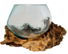 Glas L auf Wurzelholz 2835 ca.D.12-17 H.20-25 cm Unikat,Hingucker, Geschenkidee