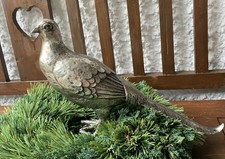 Deko "Fasan"  Länge 34 cm (von Kopf bis Schweifende) - Silber/Schwarz