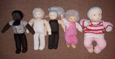 Konvolut 5 Puppen Handarbeit Waldorf-Art, bespielt, je ca 30-36 cm