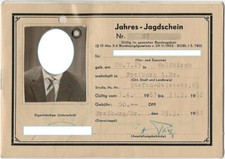 Jahres-Jagdschein - Freiburg/Breisgau 1961 - 1966 + Prüfungszeugnis von 1961