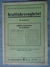 Kfz Brief   NSU 201 ZDB  ,  Baujahr 1936  , original DDR !