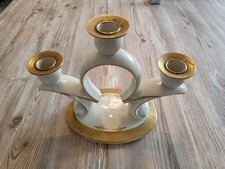 Kerzenständer Porzellan weiß gold 3-flamm- Ilmenau Graf von Henneberg Porzellan