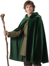 Umhang Hobbit herr der Ringe Kostüm LOTR Blattbrosche Grün Large