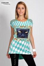 Exklusives hochwertiges Tunika Katzenaugen Motiv Unikat Muster Spitzenkleid FC2753