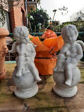 2 Engel Auf Kugel, Beton-optik, Mit Kl. Fehlern