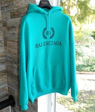BALENCIAGA SWEATER M hoody hoodie pulli pullover green turquoise oversized crest