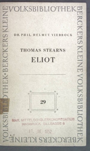 Thomas stearns eliot - thomas,