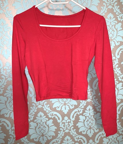 Rotes crop langarm shirt - rotes,