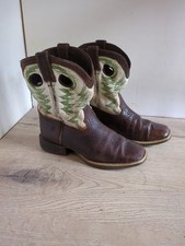Durango Kinder Cowboystiefel Größe 2 UK braun Leder gute Gebrauchsspuren gute Sohlen
