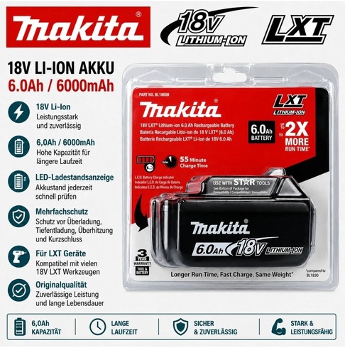Makita bl1860 18v 6ah lxt - makita,