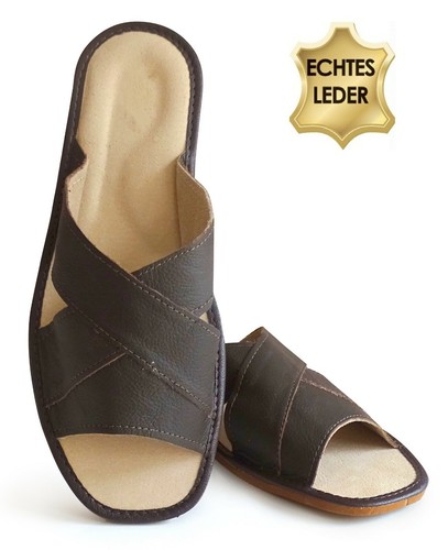 Herren leder hausschuhe - leder,