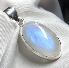 🌙 Regenbogen-Mondstein oval Anhänger • 925  Silber • edel & schimmernd UNIKAT💎