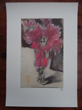 Horst Janssen   " Papageientulpe - zu Basel Rot "  Schmuckblatt  handsigniert