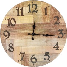 Wanduhr Holz 30cm Rund Holzuhr Retro rustikal große Zahlen Küchenuhr Küche Deko