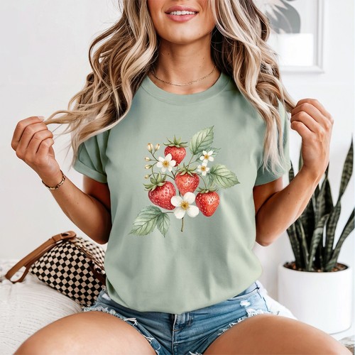Erdbeere blumen damen shirt - erdbeere,