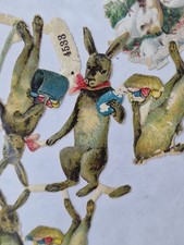 Konvolut alte Oblatenbilder Glanzbilder für Poesiealben Hasen Osterhasen Ostern