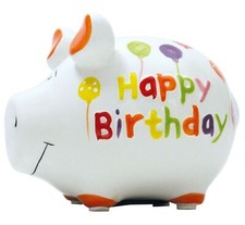 KCG Best of Sparschwein - Happy Birthday - Keramik handbemalt Spardose Geschenk