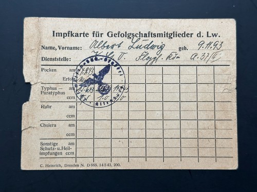 Alte impfkarte für - alte,